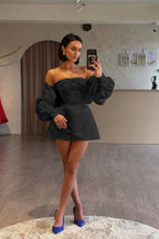Spaghetti Strap Long Sleeves A Line Prom Dress With Beading