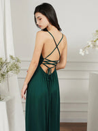 Affordable V-Neck Straps Chiffon Bridesmaid Dresses