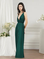 Affordable V-Neck Straps Chiffon Bridesmaid Dresses