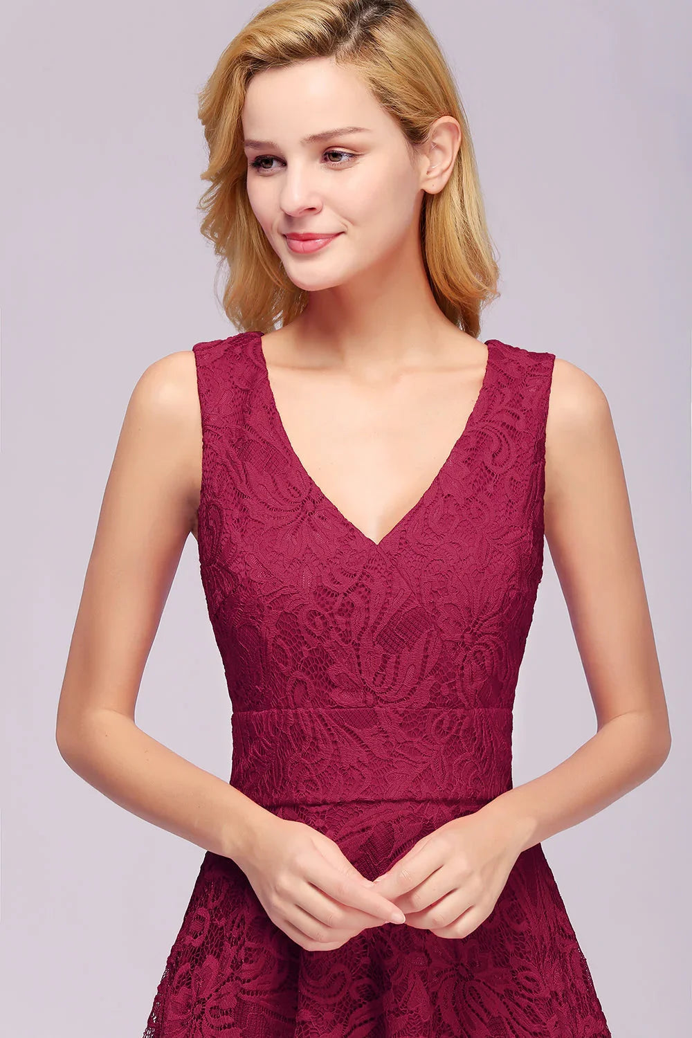 Amazing A-Line V-Neck Sleeveless Lace Bridesmaid Dress