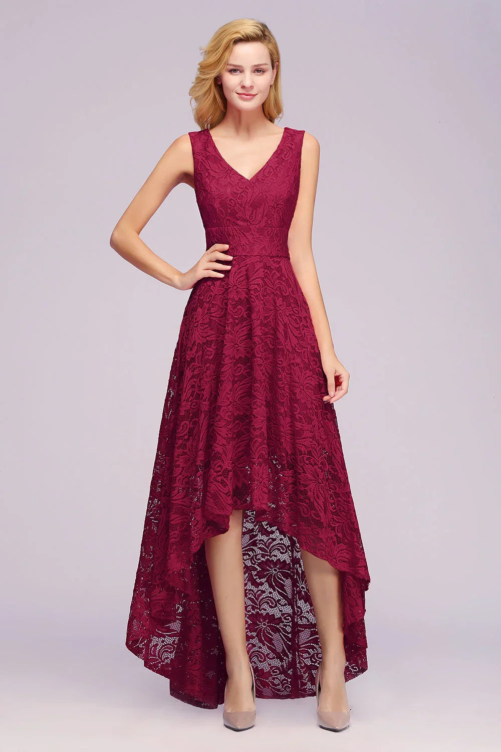 Amazing A-Line V-Neck Sleeveless Lace Bridesmaid Dress