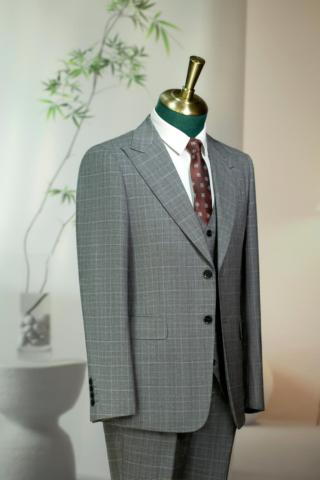 Diberon Men Three-Piece Slim Fit Wedding Suit Groom Groomsman