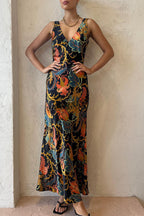 Vestido Maxi de Seda Exclusivo com Estampa Botânica Forever Mine