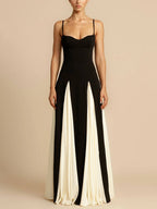 Abito Maxi Sottoveste in Tulle con Pannelli a Linea A Elegante