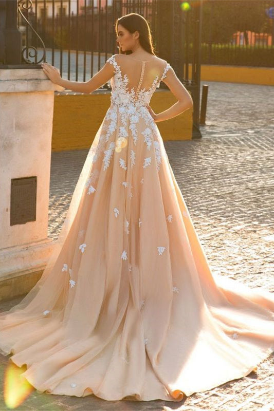 Sweetheart Cap Sleeves Lace Appliques Mermaid Wedding Dress Overskirt
