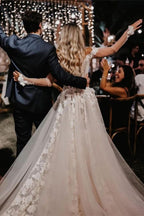 A Line Off The Shoulder Lace Wedding Dress For Romantic Brides