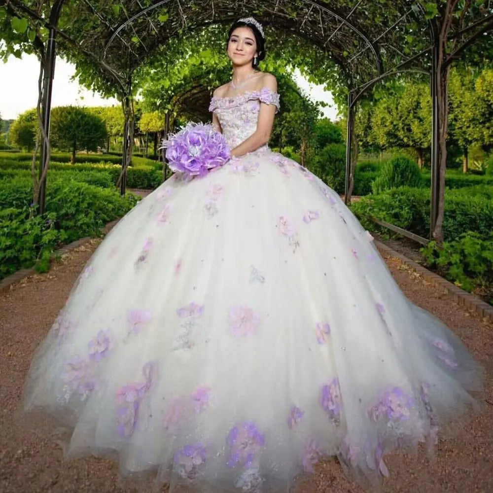 Customized Blush Pink Ball Gown Princess Quinceanera Dresses 2026 3D Floral Vestidos De 15 Anos Tulle Sweet 16 Dress Par