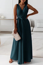 Celebrities Elegant Solid With Belt V Neck Evening Dress Dresses