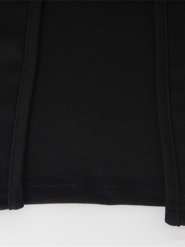 Vestidos de noche midi con mangas largas, espalda ajustada, cruzados, aberturas laterales, borlas y cuello alto 