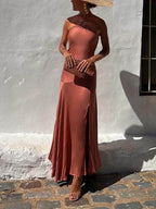 Robe à Bretelles Anneau Sans Bretelles Irrégulière