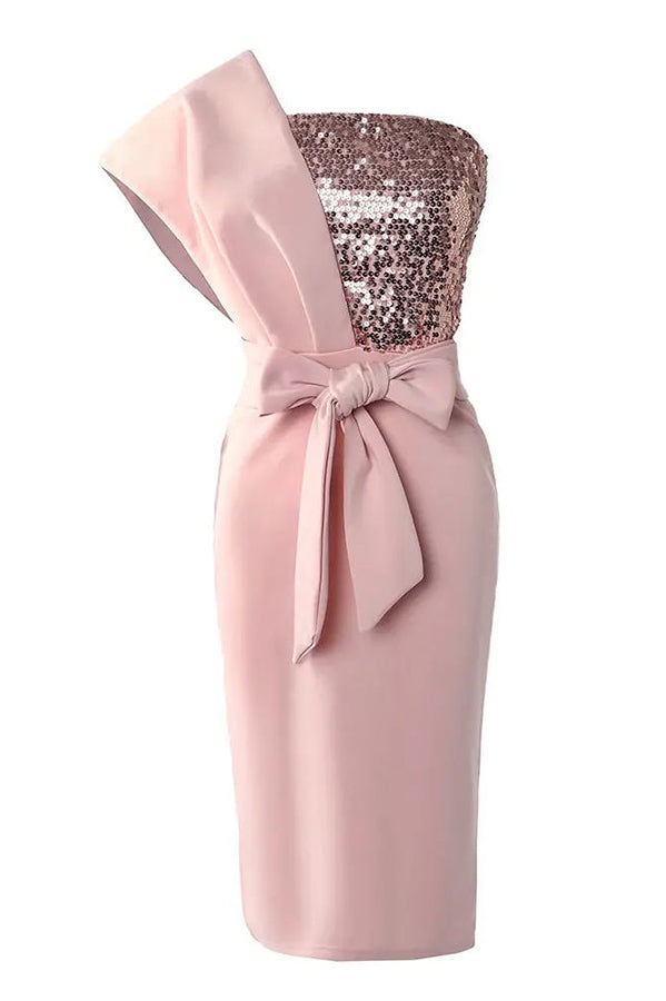 Abito Midi Monospalla con Applique di Paillettes "Giornata Incantevole"