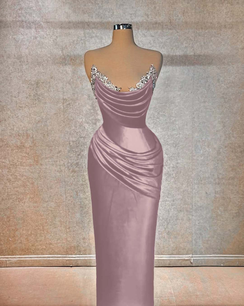 Chic Strapless Long Prom Dress With Beading And Pleated Details