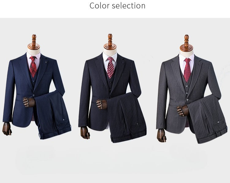 Striped Mens Suit For Business Formal Wedding Groom Groomsman Jacket