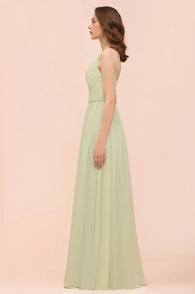 Backless Sage Bridesmaid Dress Floor Length Spring /Summer Maid of honor Dress