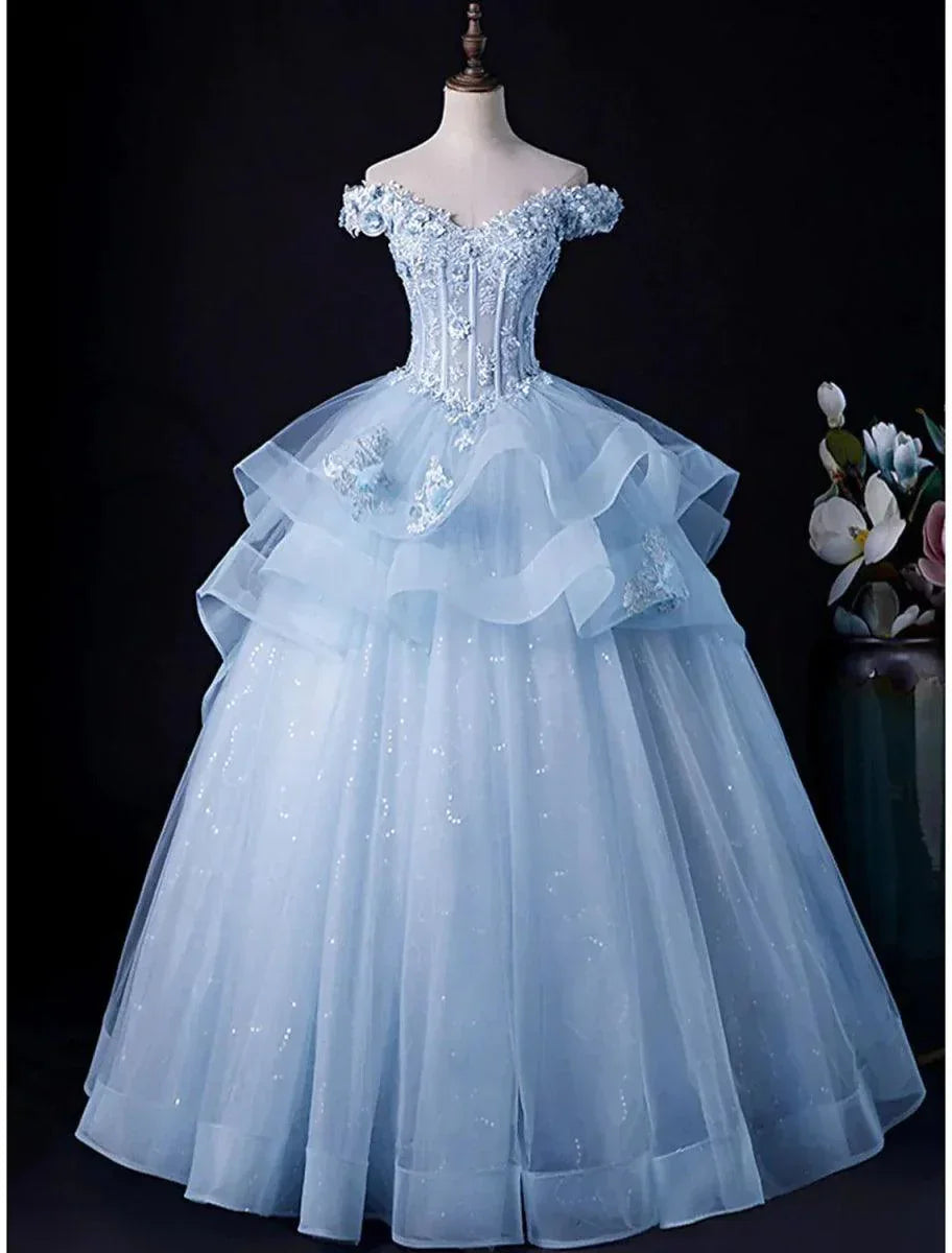 Ball Gown Evening Gown Minimalist Dress Formal Wedding Party Floor Length Sleeveless Off Shoulder Tulle Backless with Pl
