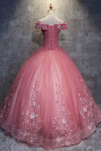 Ball Gown Off-the-Shoulder Tulle Wedding Dress With Appliques