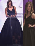 Ball Gown Sleeveless V-neck Beading Satin Prom Dresses