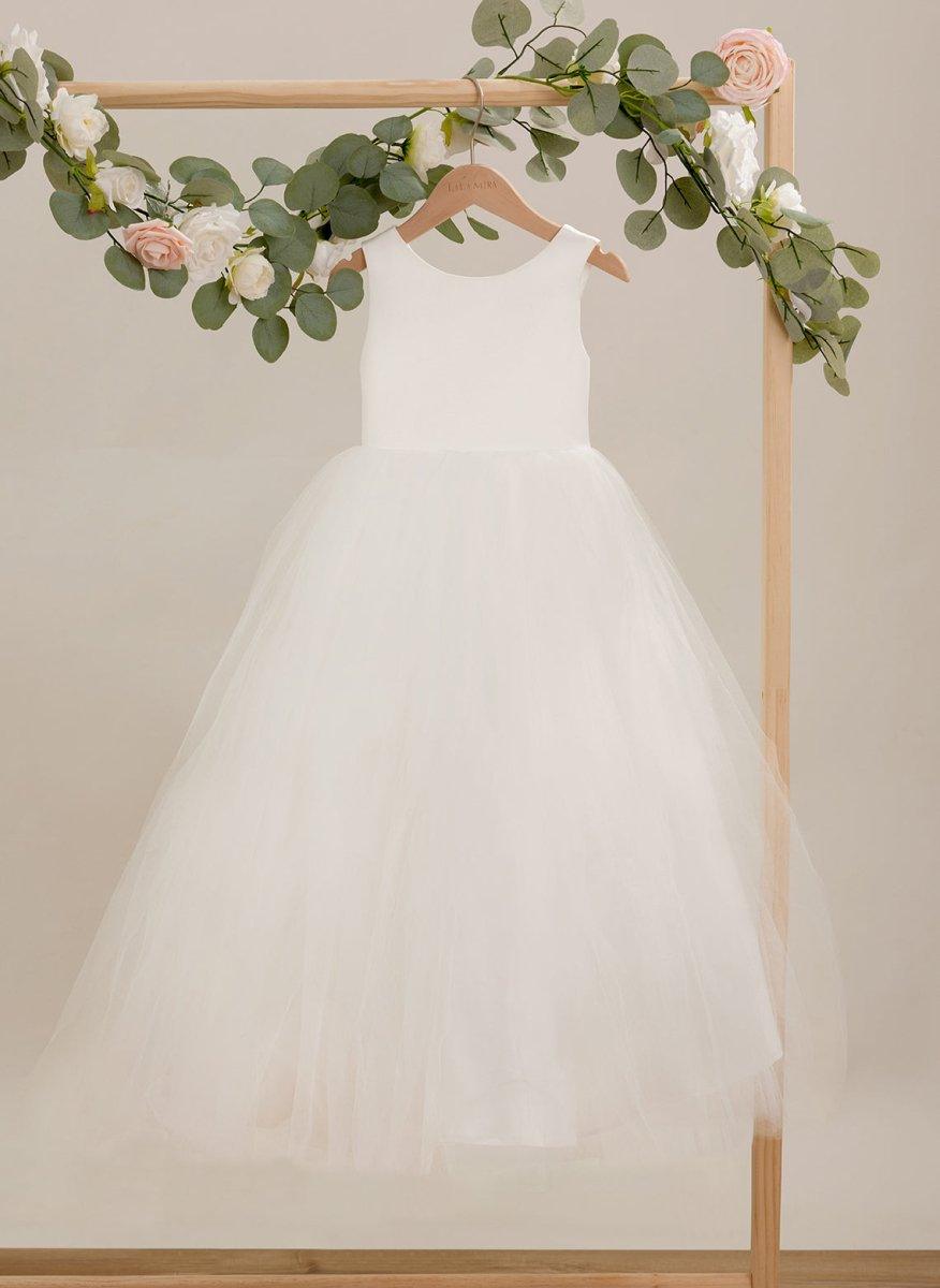 Ball-Gown/Princess Satin Tulle Ankle-length Dress