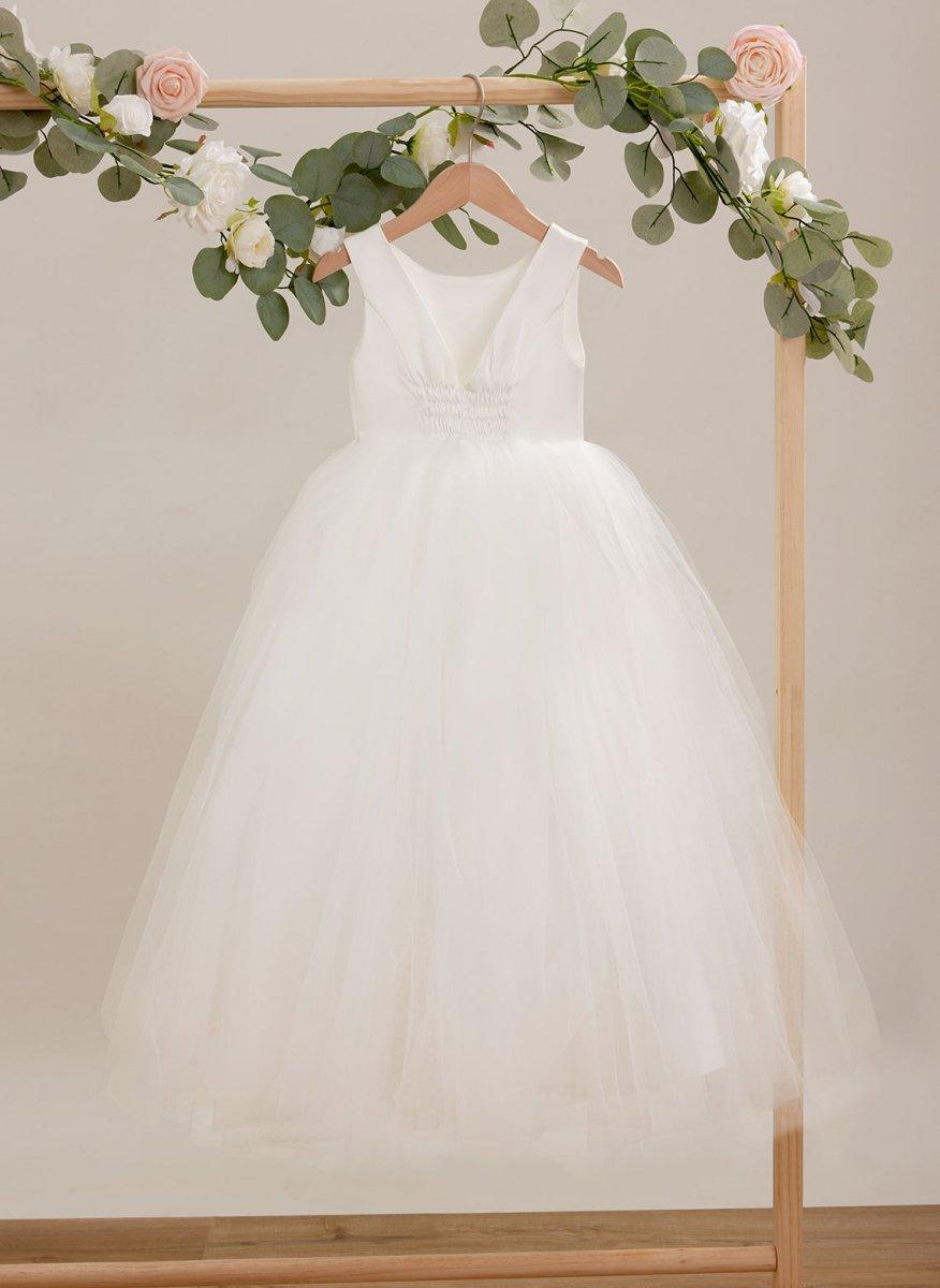 Ball-Gown/Princess Satin Tulle Ankle-length Dress