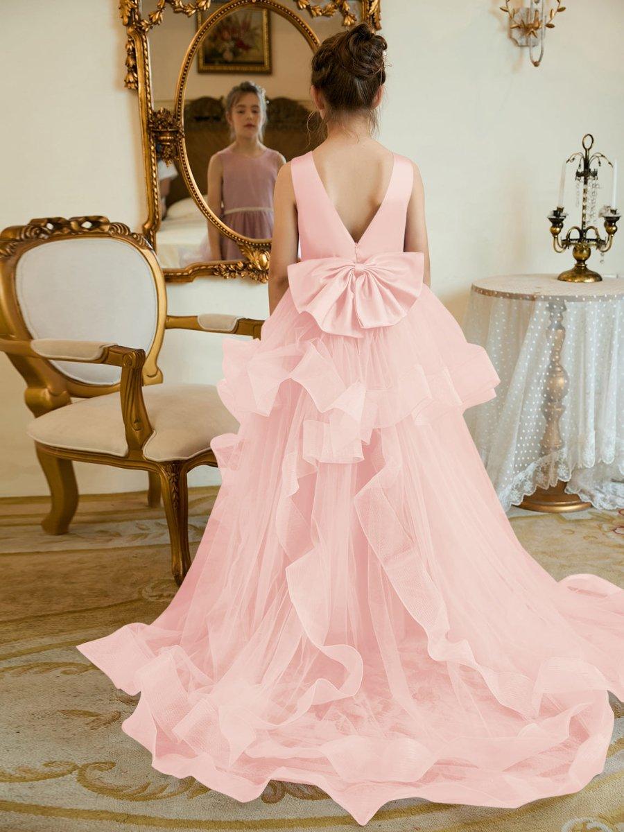 Ball-Gown/Princess Satin Tulle Floor-length Flower Girl Dress