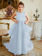Ball-Gown/Princess Satin Tulle Floor-length Flower Girl Dress
