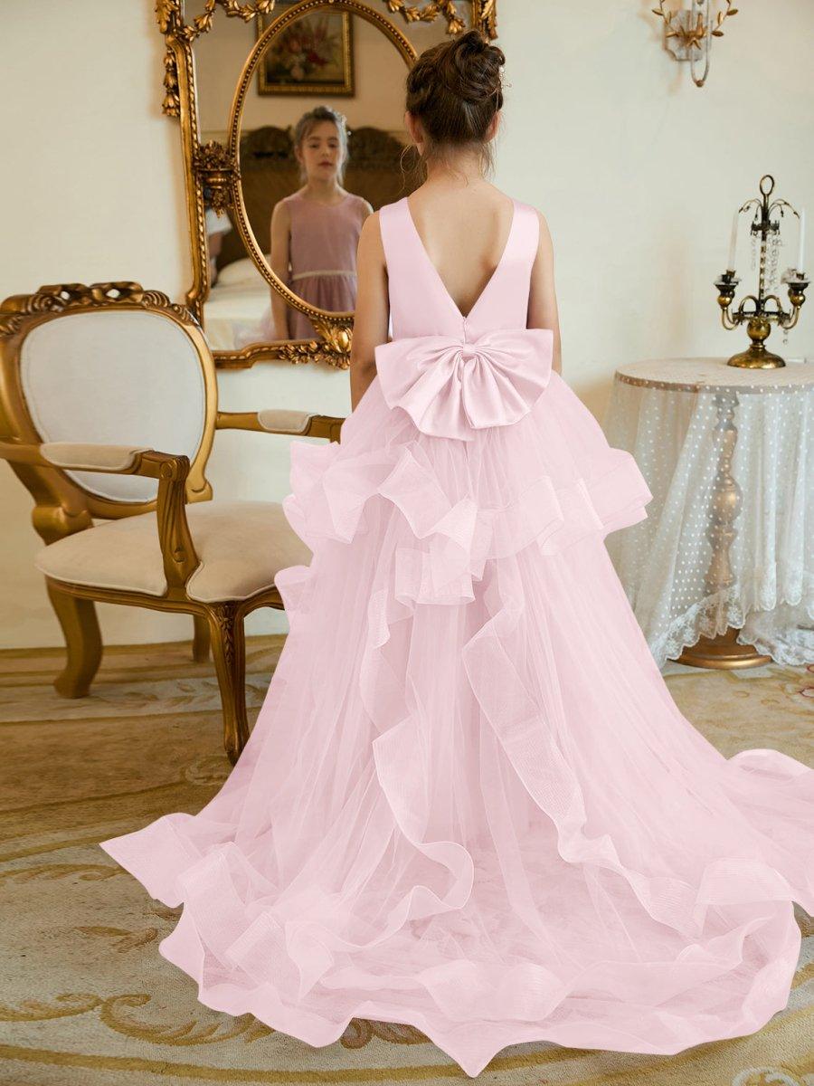 Ball-Gown/Princess Satin Tulle Floor-length Flower Girl Dress