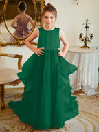 Ball-Gown/Princess Satin Tulle Floor-length Flower Girl Dress