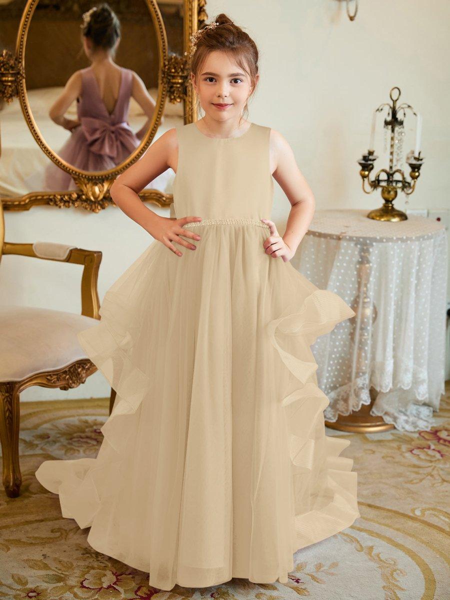 Ball-Gown/Princess Satin Tulle Floor-length Flower Girl Dress