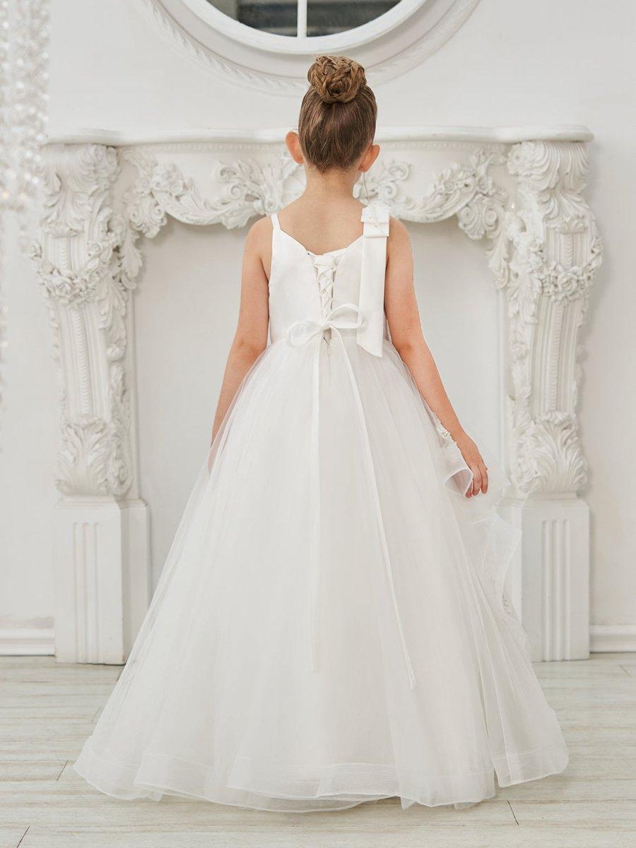 Ball-Gown/Princess Tulle Floor-length First Communion  Flower Girl Dress