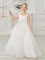 Ball-Gown/Princess Tulle Floor-length First Communion  Flower Girl Dress
