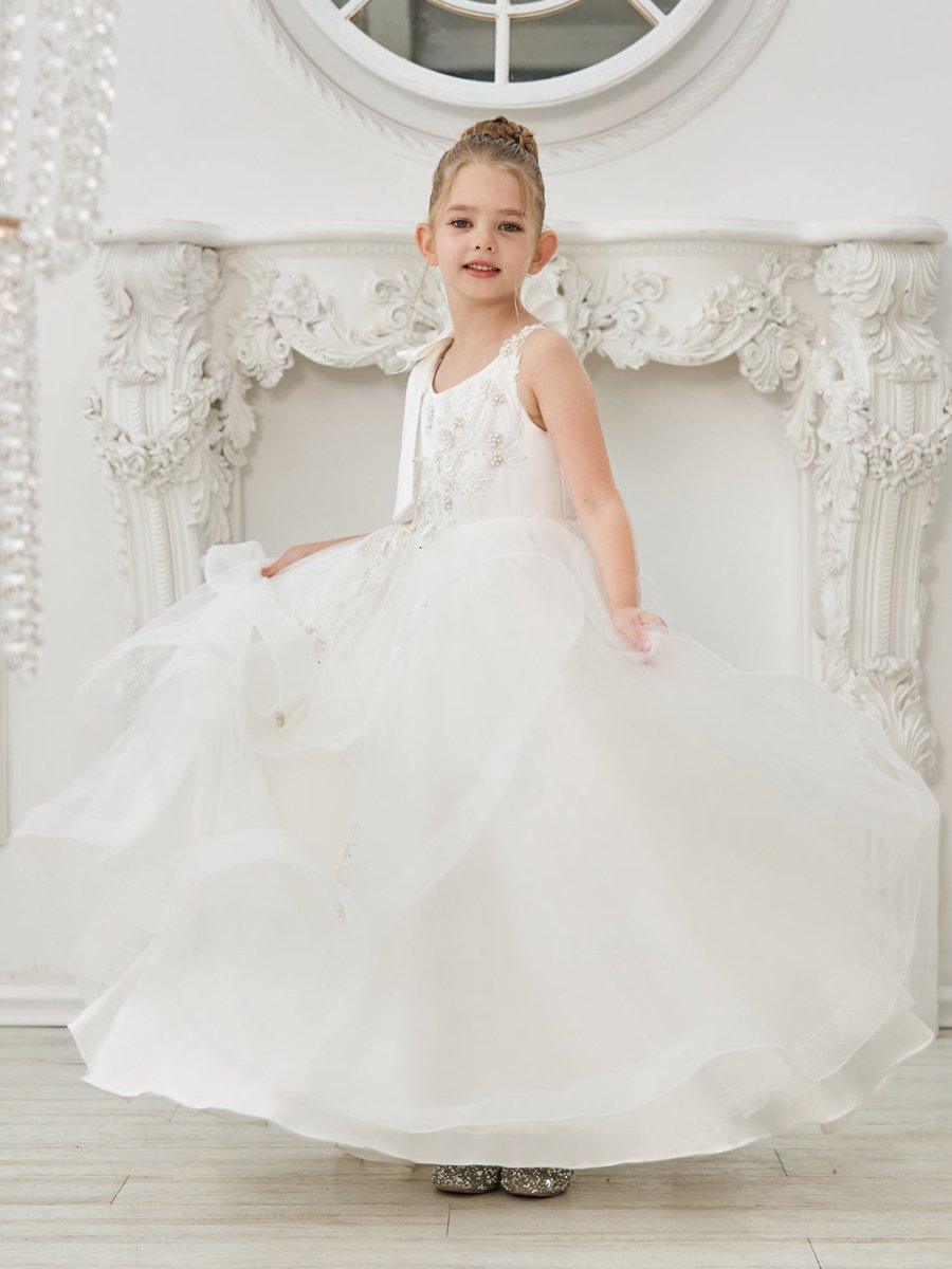 Ball-Gown/Princess Tulle Floor-length First Communion  Flower Girl Dress