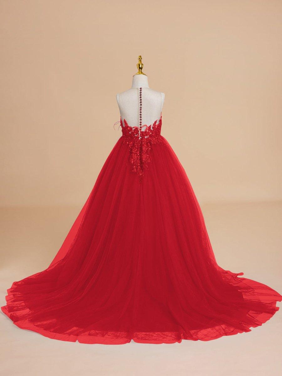 Ball-Gown/Princess Tulle Sweep Train Flower Girl Dress