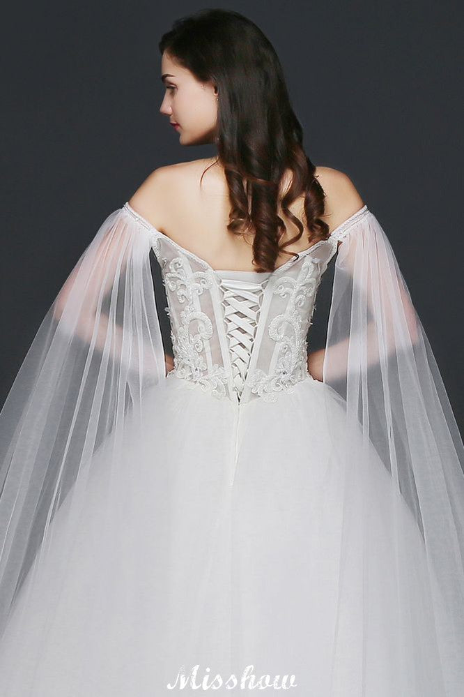 Ball Gowns Appliques Straps Tulle Elegant Wedding Dresses