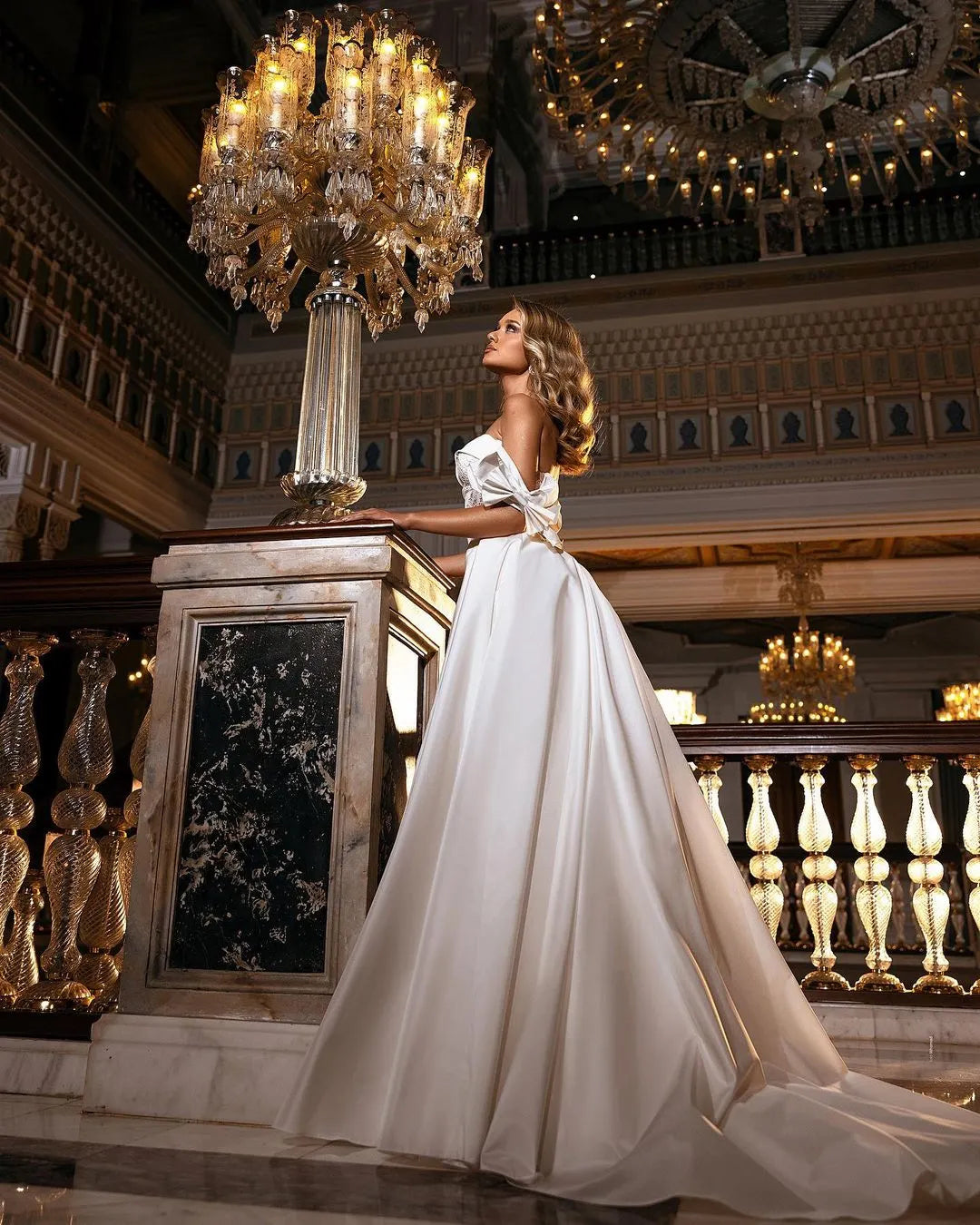 Modest Lace Satin Off The Shoulder A Line Wedding Dress With Sweetheart Appliques