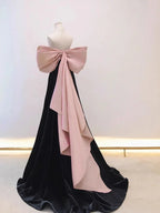 Vestido longo de baile de veludo acetinado com ombros descobertos Y7611