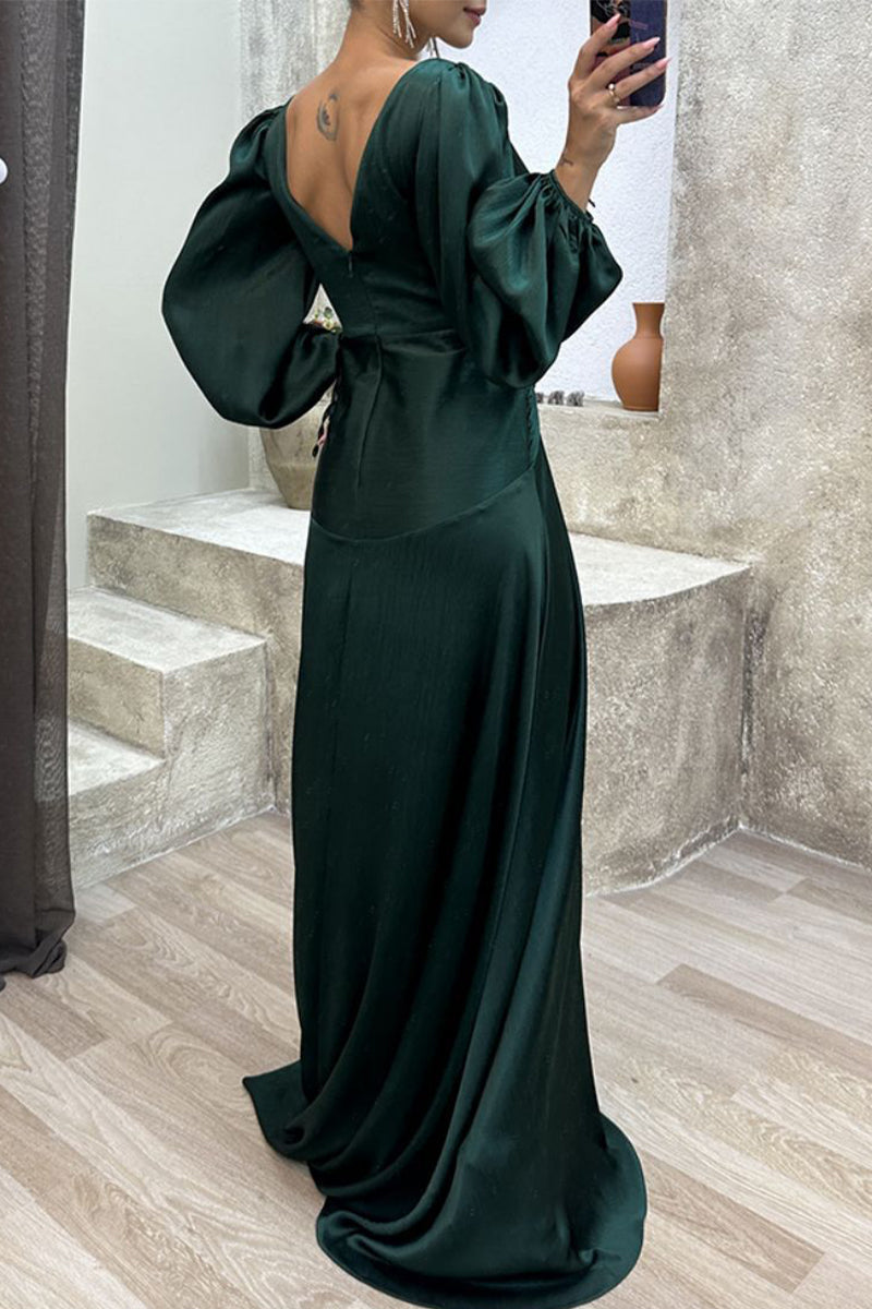 Vestidos de Noite Elegantes e Formais, Com Decote em V e Dobra Sólida (3 Cores)