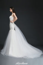 Beading Mermaid Spaghetti Strap Romantic Wedding Dress