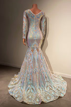 Beautiful Long Mermaid Lace Long Sleeves Evening Dress With Train