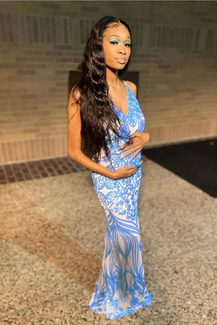 Beautiful Long Mermaid Sleeveless V-neck Backless Prom Dress