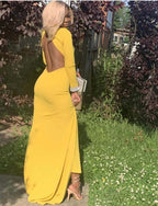 Beautiful Long Sleeves Backless High Neck Mermaid Prom Dress