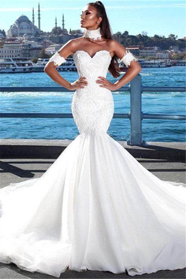 Beautiful Mermaid Sweetheart Beautiful Wedding Dress Lace Dresses for Weddings with Choker