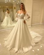 Beautiful Off-the-shoulder A-Line Wedding Dresses with Lace