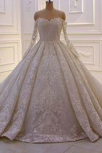 Beautiful Off-the-shoulder Long Sleeves Wedding Dress With Lace