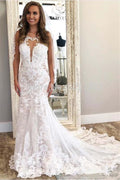 Beautiful Sleeveless Column Lace Wedding Dress On Sale