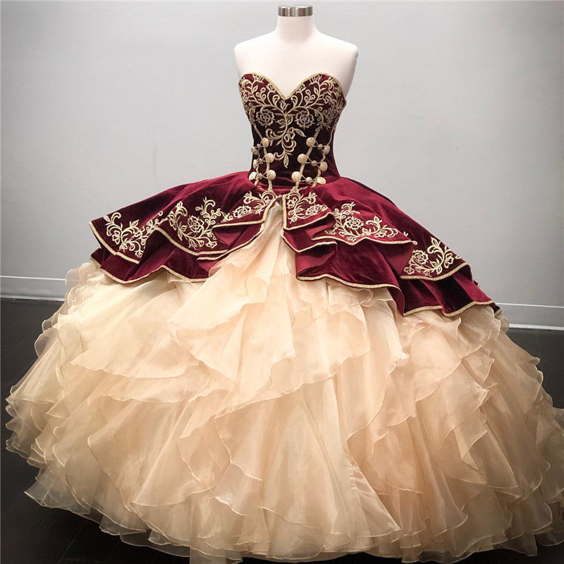 Best Long Ball Gown Sweetheart Organza Quinceanera Dress