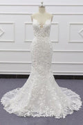 Best Spaghetti Strap Appliques Mermaid Elegant Wedding Dresses