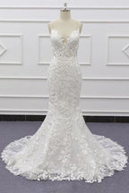 Best Spaghetti Strap Appliques Mermaid Elegant Wedding Dresses