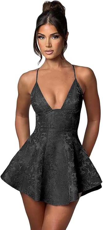 Vestito corto a linea ad A con collo all'americana, schiena scoperta, per festa di ritorno a casa, in raso con balze, abito da festa in jacquard