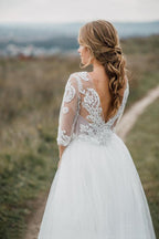 Boho Wedding Dress Low Open Back Bridal Gown Separates Wedding Dress