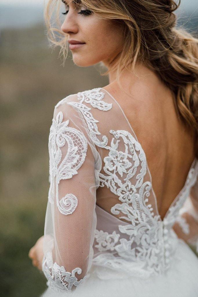 Boho Wedding Dress Low Open Back Bridal Gown Separates Wedding Dress